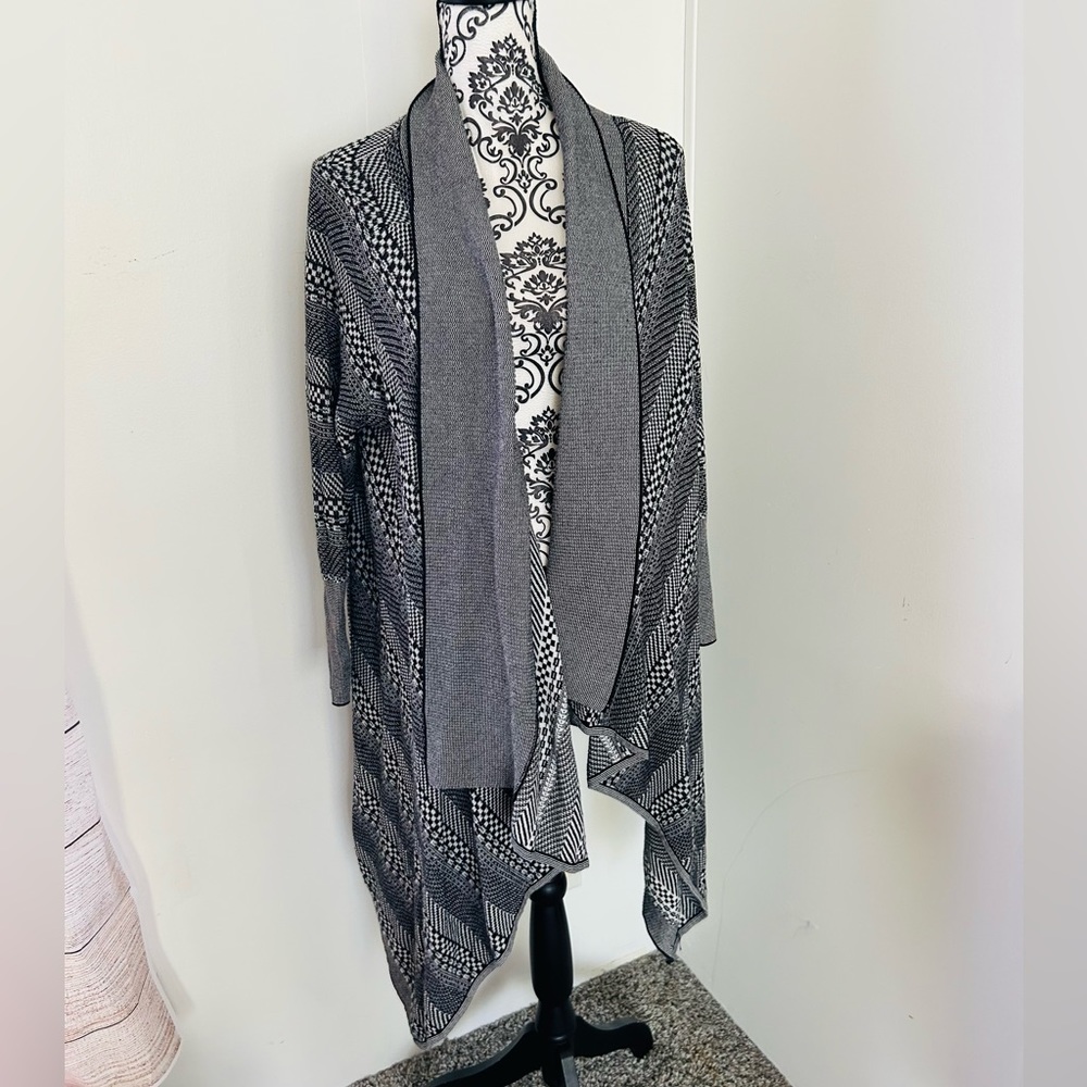 EDGE by Jane Rade Women’s Striped Long Sleeve Open Front Cardigan Sweater